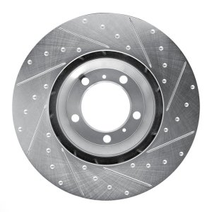 Porsche Panamera Brake Rotor (1) - Left Front - R1 Concepts - Drilled & Slotted - Silver - `17-`23